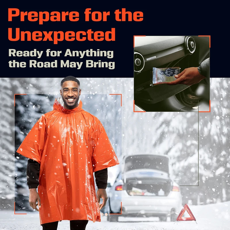 Emergency Poncho Rain - Ponco Darurat Berlapis Aluminium dengan Tudung,